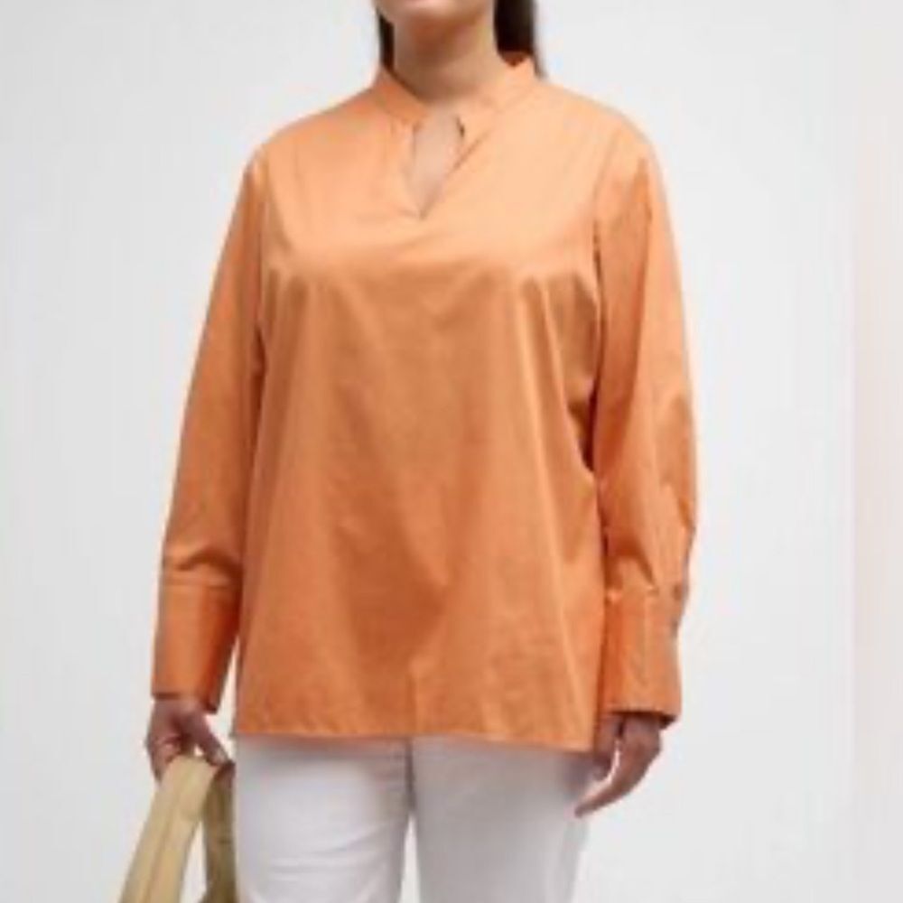 Harshman Orange Cotton Lightweight Top/Blouse(Size Large)